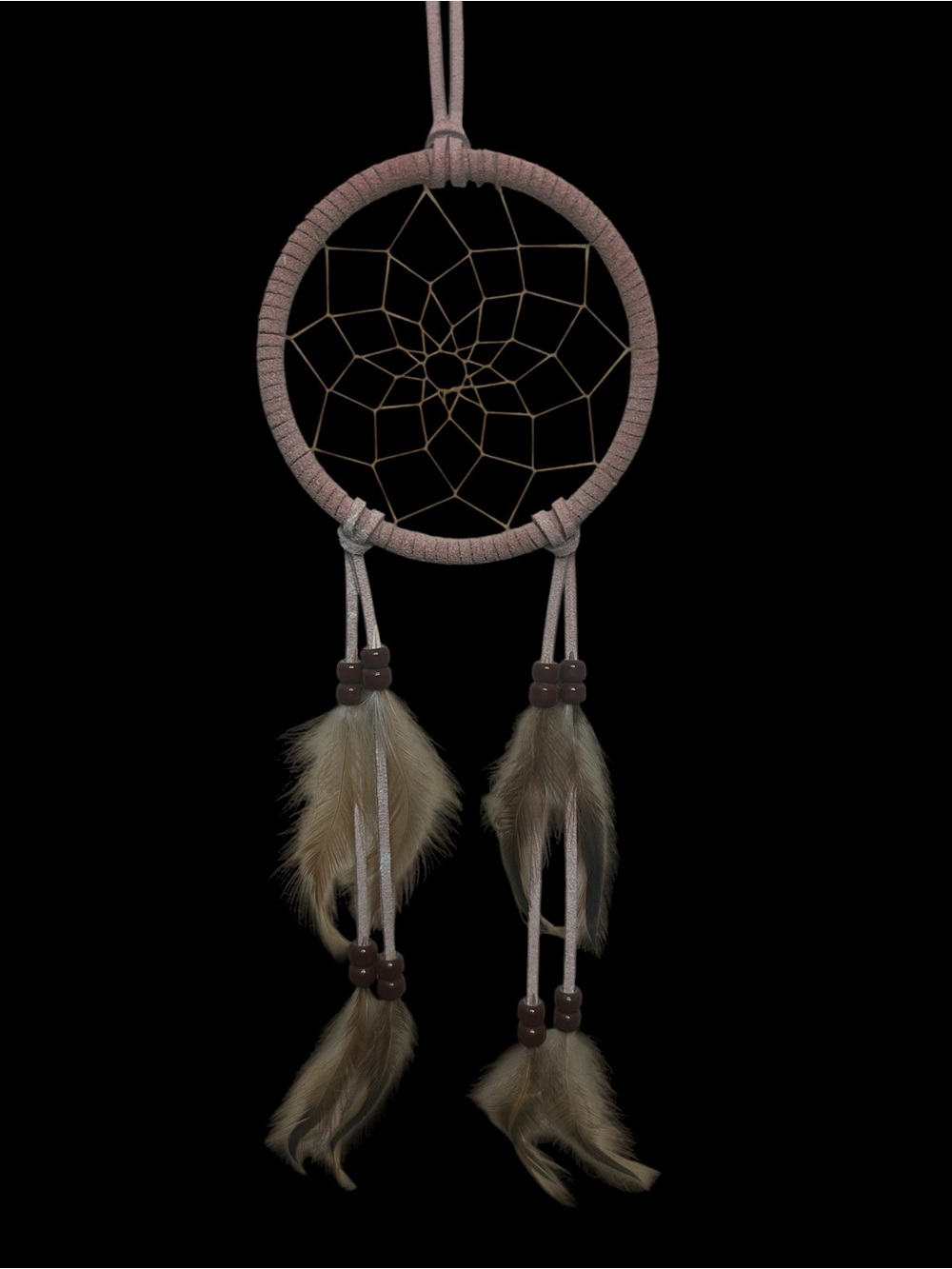 Boho Dreamcatcher with Natural Feathers and Genuine Suede Leather